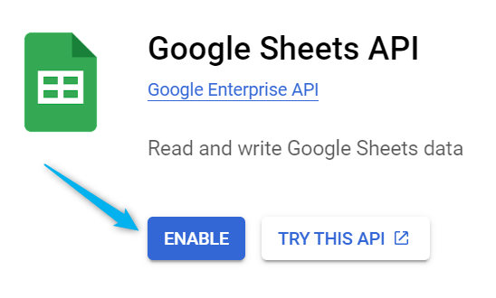 Enabling Google Sheets API