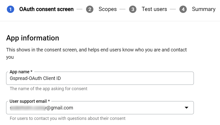 Oauth Consent Screen App information