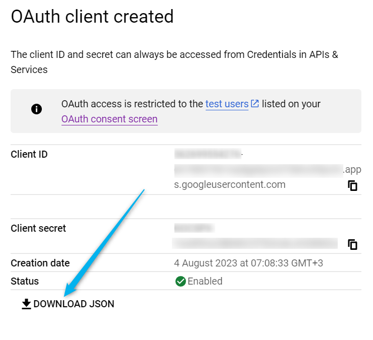 download oauth client json