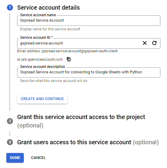 naming service account on google cloud